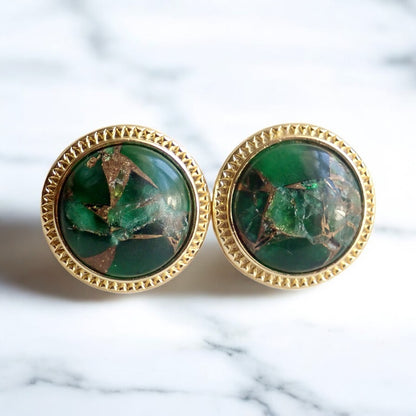 Large Peridot Stud Earrings, Mojave Gemstone Earrings, Statement Studs, August Birthstone Gift, Boho Gemstone Jewelry, Gift for Her
