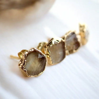 Raw Citrine Stud Earrings, Natural Citrine Post Earrings, Citrine Jewelry, November Birthstone, Crystal Stud Earrings, Raw Gemstone Earrings