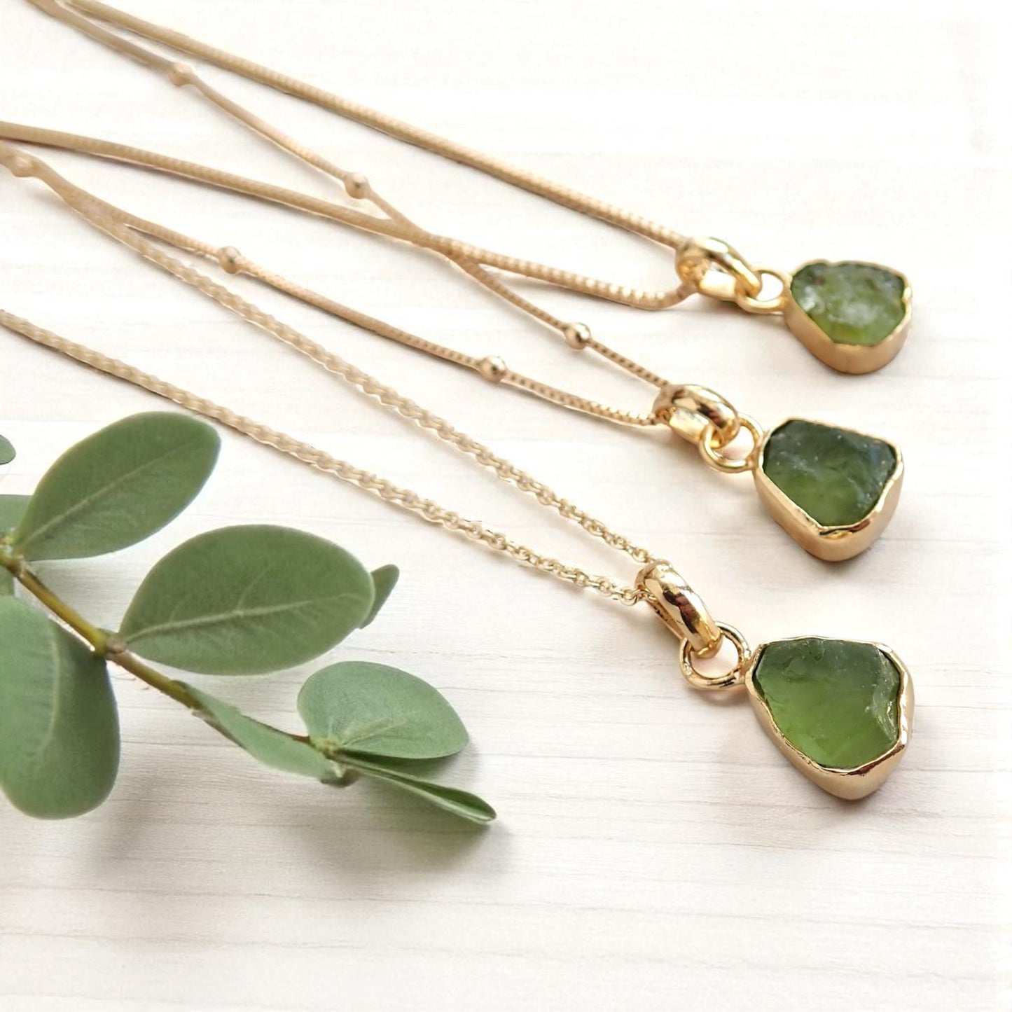 Raw Peridot Pendant Necklace, Handmade Gemstone Jewelry, Gold Fill Chain, August Birthstone Gift