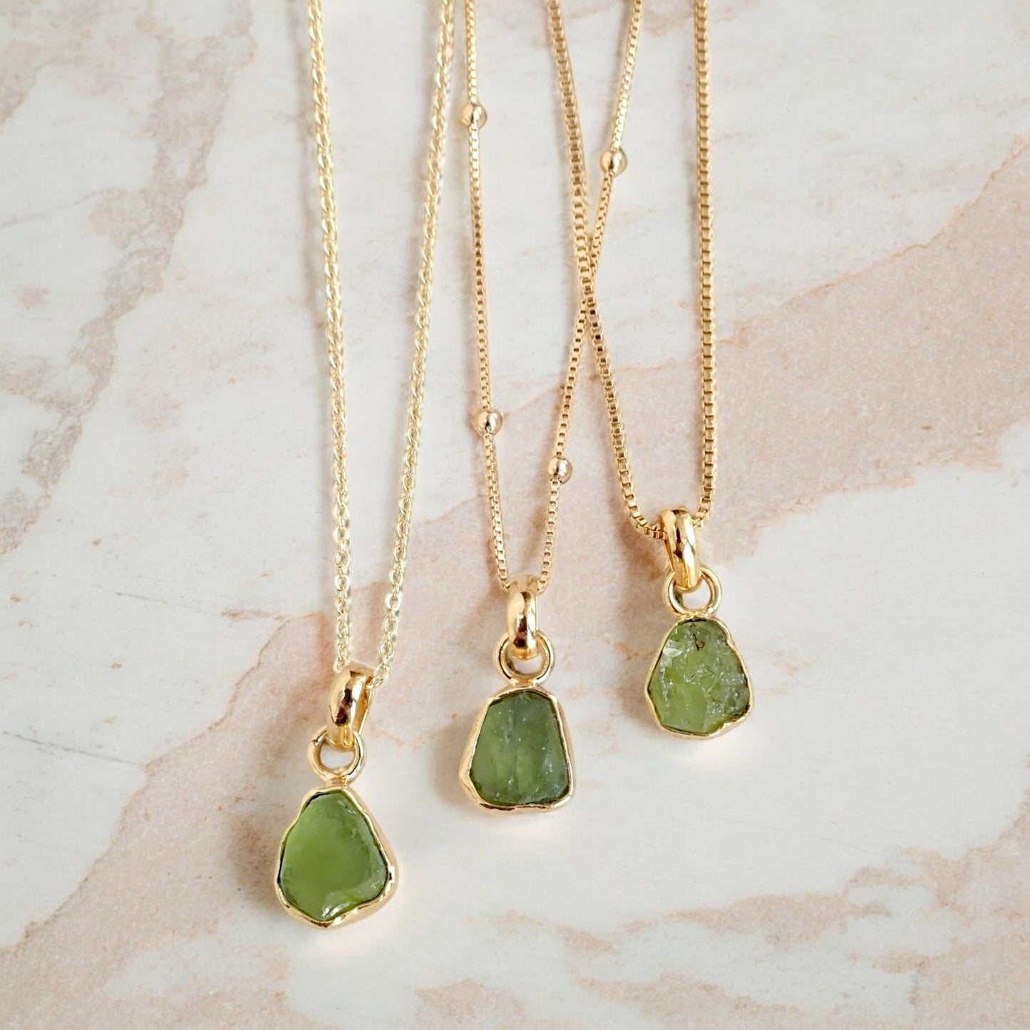 Raw Peridot Pendant Necklace, Handmade Gemstone Jewelry, Gold Fill Chain, August Birthstone Gift