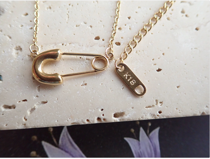 Gold Safety Pin Necklace