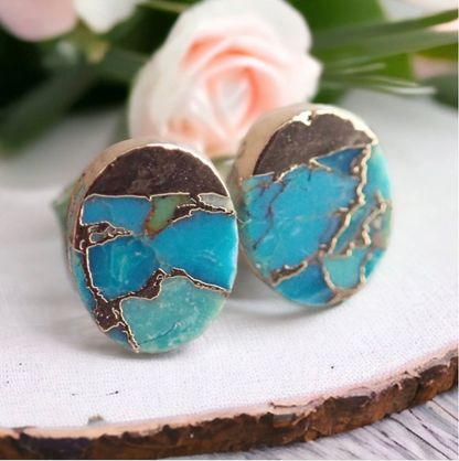 Cyllene Oval Turquoise Stud Earrings