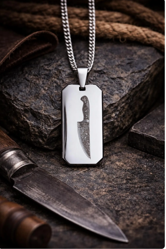 Chef Knife Necklace Stainless Steel Knife Necklace,Silver Chef’s Knife Pendant,Best Gifts for Chefs & Cooks, Mens No Tarnish Jewelry Silver