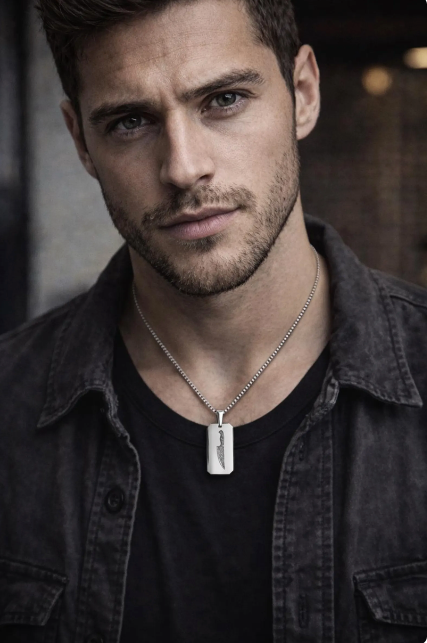 Chef Knife Necklace Stainless Steel Knife Necklace,Silver Chef’s Knife Pendant,Best Gifts for Chefs & Cooks, Mens No Tarnish Jewelry Silver