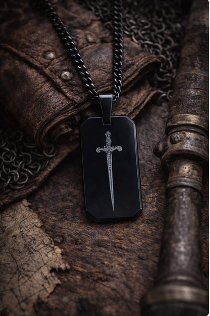 Medieval Sword Dog Tag Necklace