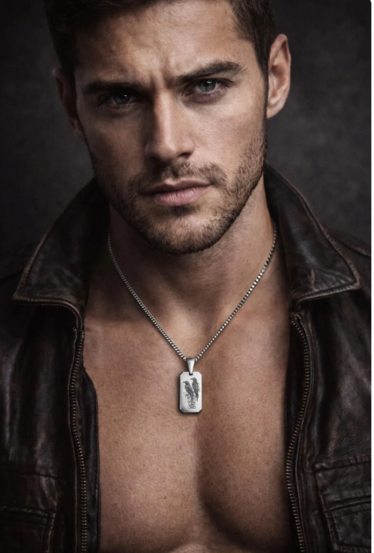 Men’s Stainless Steel Dog Tag Necklace – Odin’s Ravens Engraved Norse Pendant with Cuban Chain – Viking Pagan Nordic Jewelry