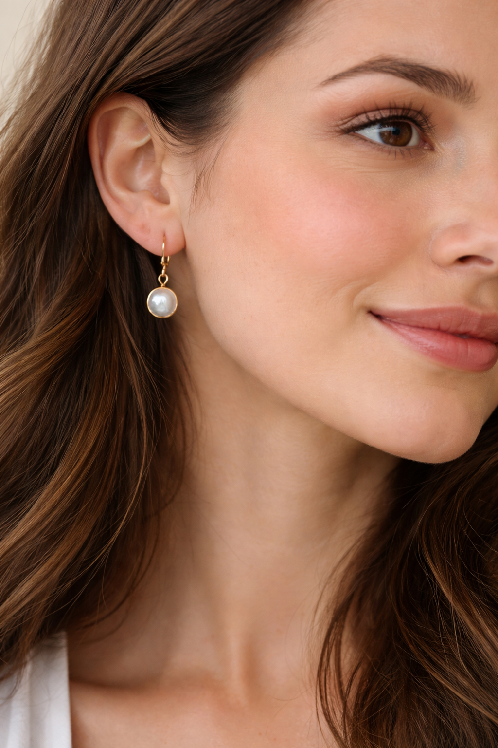 Pearl Drop Earrings Gold, Freshwater Pearl Coin Dangle Earrings, June Birthstone Gift for Her