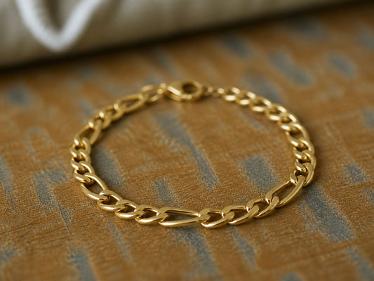 Chunky Figaro Chain Bracelet No Tarnish Gold, 18K Gold Filled Stacking Bracelets, Everyday Minimalist Jewelry, Waterproof PVD Jewelry