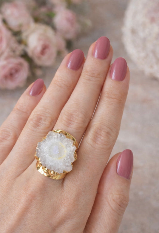 Natura Solar Quartz Ring | Statment Gold Ring