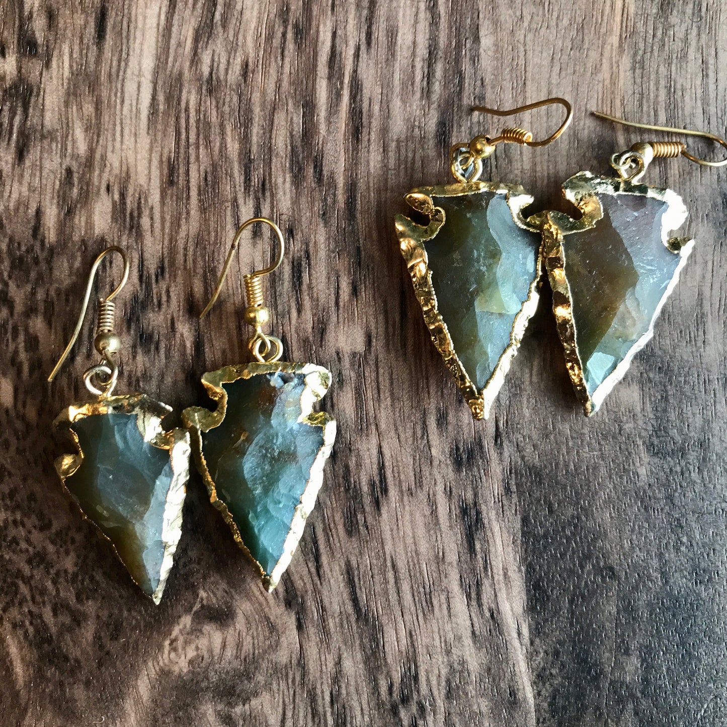 Bloodstone Arrowhead Earrings Gold, Boho Stone Earrings, Tribal Southwest Statement Jewelry