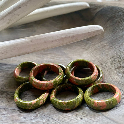 Unakite Solid Gemstone Ring, Stone Band Ring, Unakite Ring,Carved Stone Ring, Green Stone Ring ,Stone Thumb Ring,Gift for Him,Unakite Jewelry