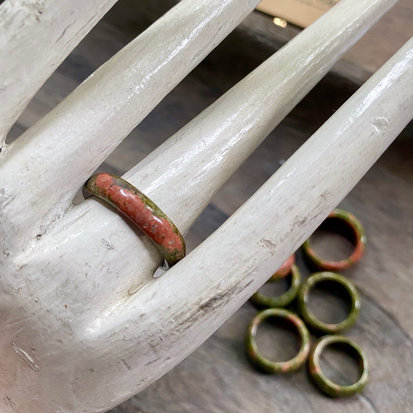 Unakite Solid Gemstone Ring, Stone Band Ring, Unakite Ring,Carved Stone Ring, Green Stone Ring ,Stone Thumb Ring,Gift for Him,Unakite Jewelry