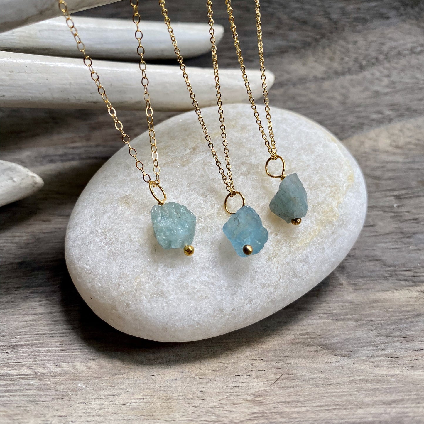 Raw Aquamarine Necklace | Dainty Crystal Necklace, Gemstone Layering Necklace