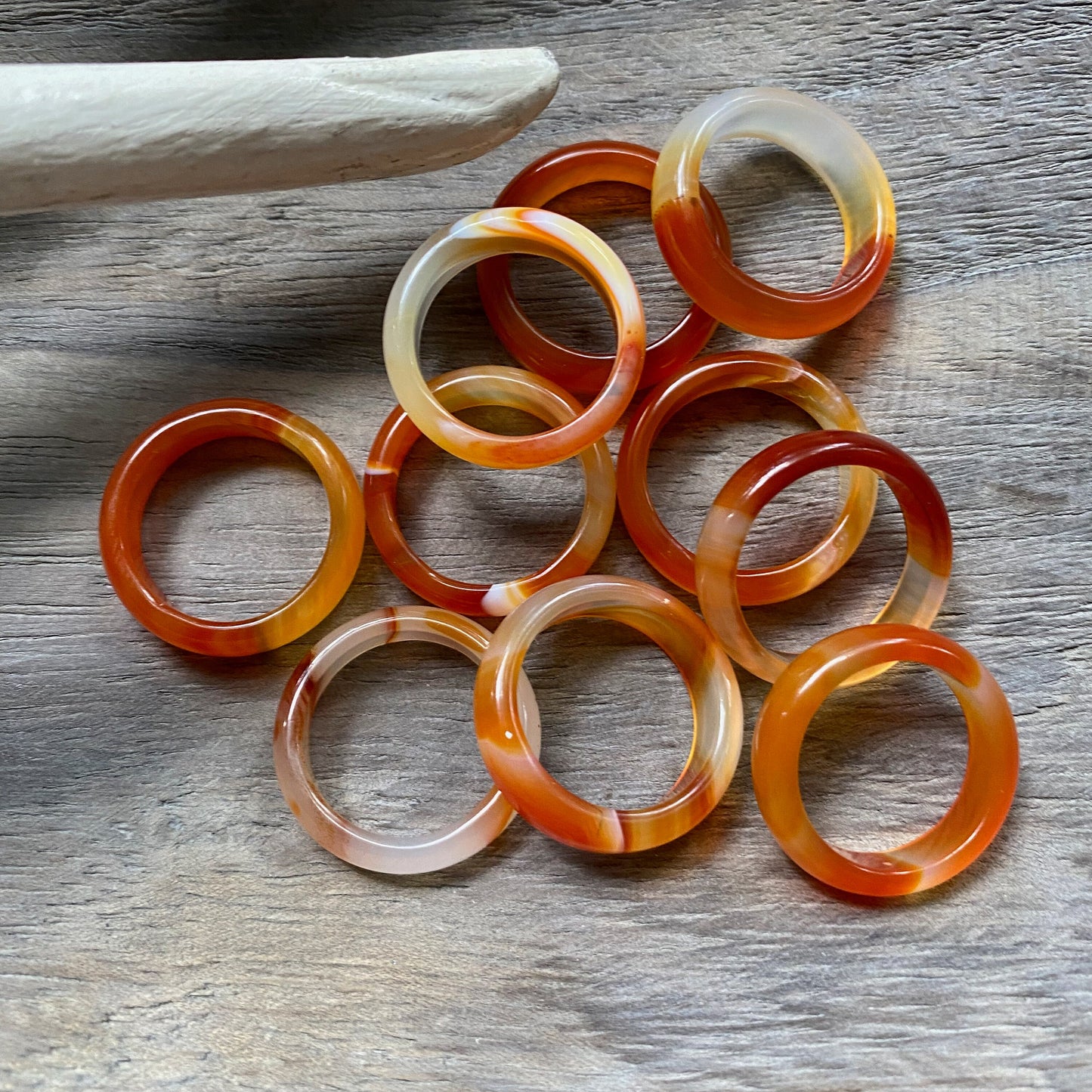 Solid Carnelian Stone Ring  Band, Carved Orange Gemstone Ring, Medium Band Ring, Thick Medium Band Thumb Ring