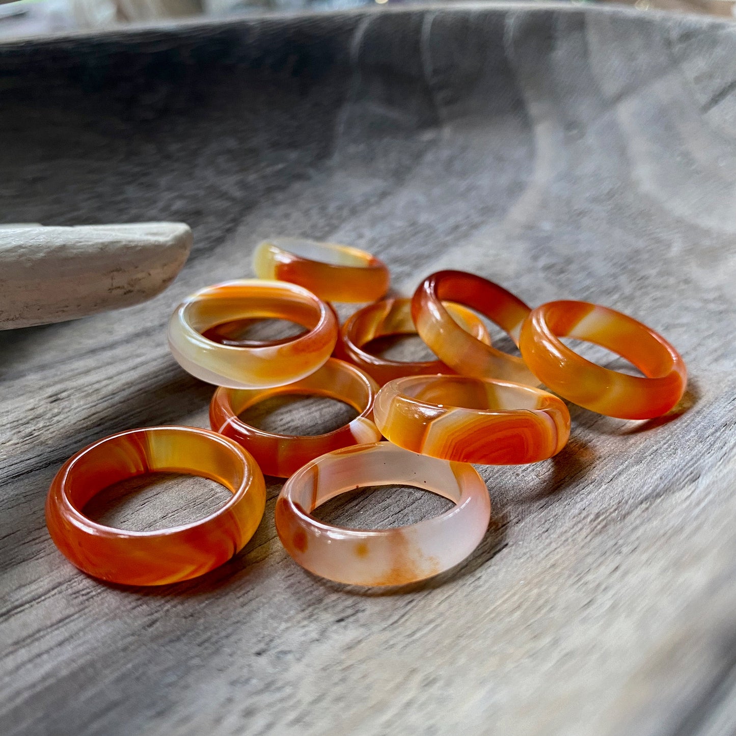 Solid Carnelian Stone Ring  Band, Carved Orange Gemstone Ring, Medium Band Ring, Thick Medium Band Thumb Ring