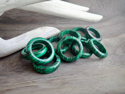 Malachite Solid Gemstone Ring, Stone Band Ring,Malachite Ring,Carved Stone Ring,Green Stone Ring ,Stone Thumb Ring, Stone Ring for Him Gift