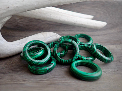 Malachite Solid Gemstone Ring, Stone Band Ring,Malachite Ring,Carved Stone Ring,Green Stone Ring ,Stone Thumb Ring, Stone Ring for Him Gift