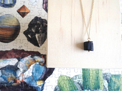 Black Tourmaline Pendant Necklace | Protection Jewelry