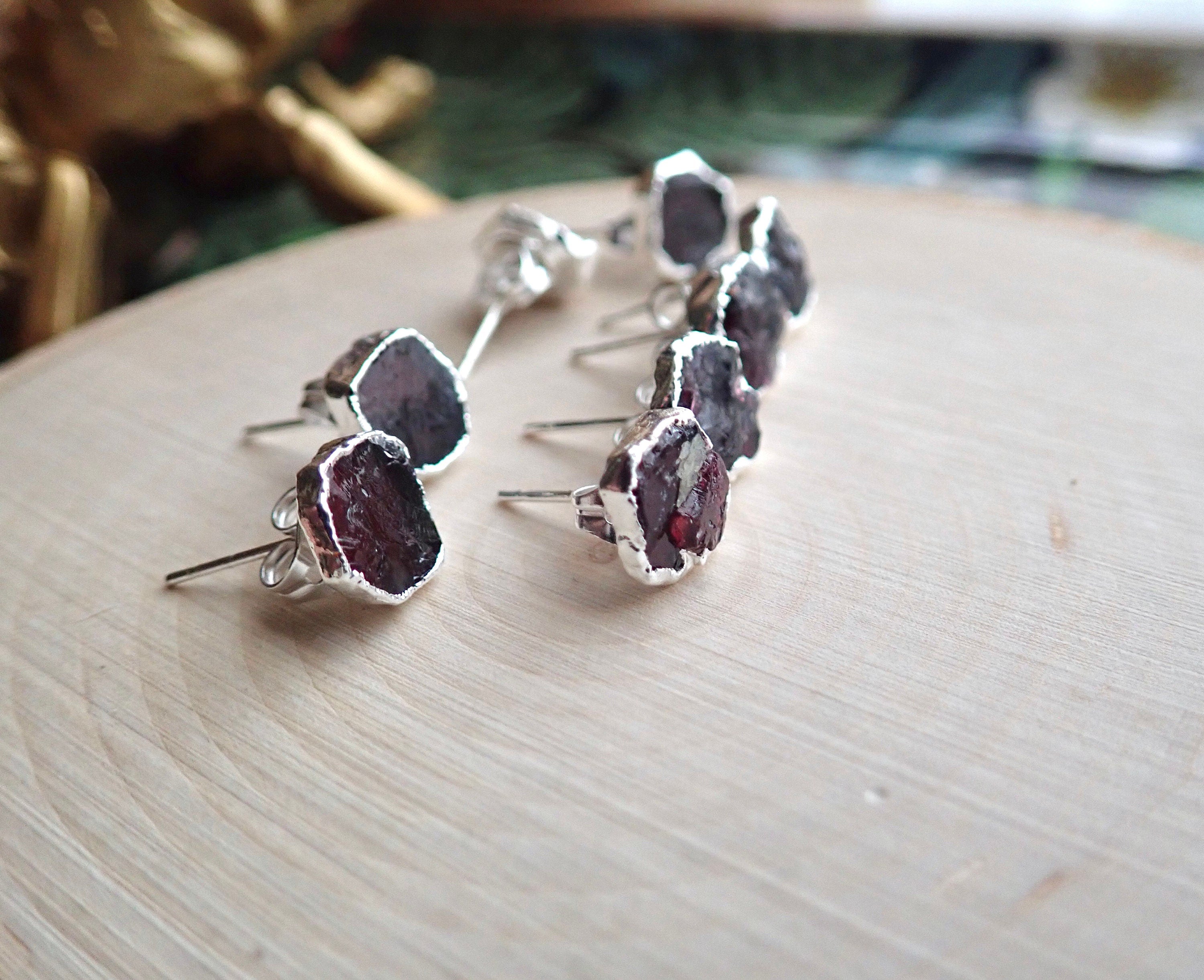 Raw sale garnet earrings