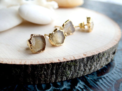 Raw Citrine Stud Earrings, Natural Citrine Post Earrings, Citrine Jewelry, November Birthstone, Crystal Stud Earrings, Raw Gemstone Earrings
