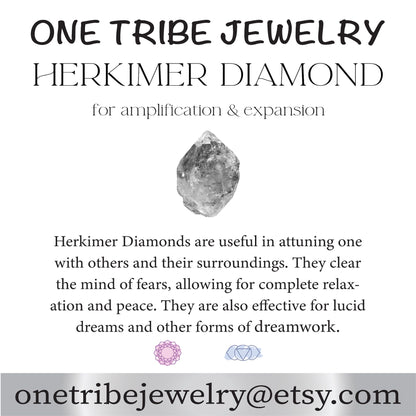 Dainty Herkimer Diamond Pendant Necklace, Raw Diamond Crystal Necklace, April Birthstone Gift for Her,Small Gemstone Layering Necklace