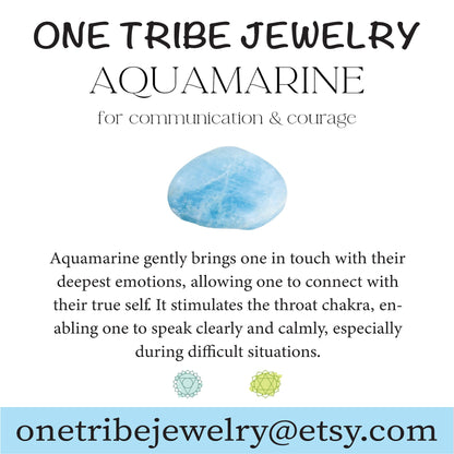 Raw Aquamarine Necklace | Dainty Crystal Necklace, Gemstone Layering Necklace