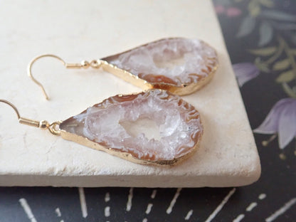 Aster Agate Slice Earrings