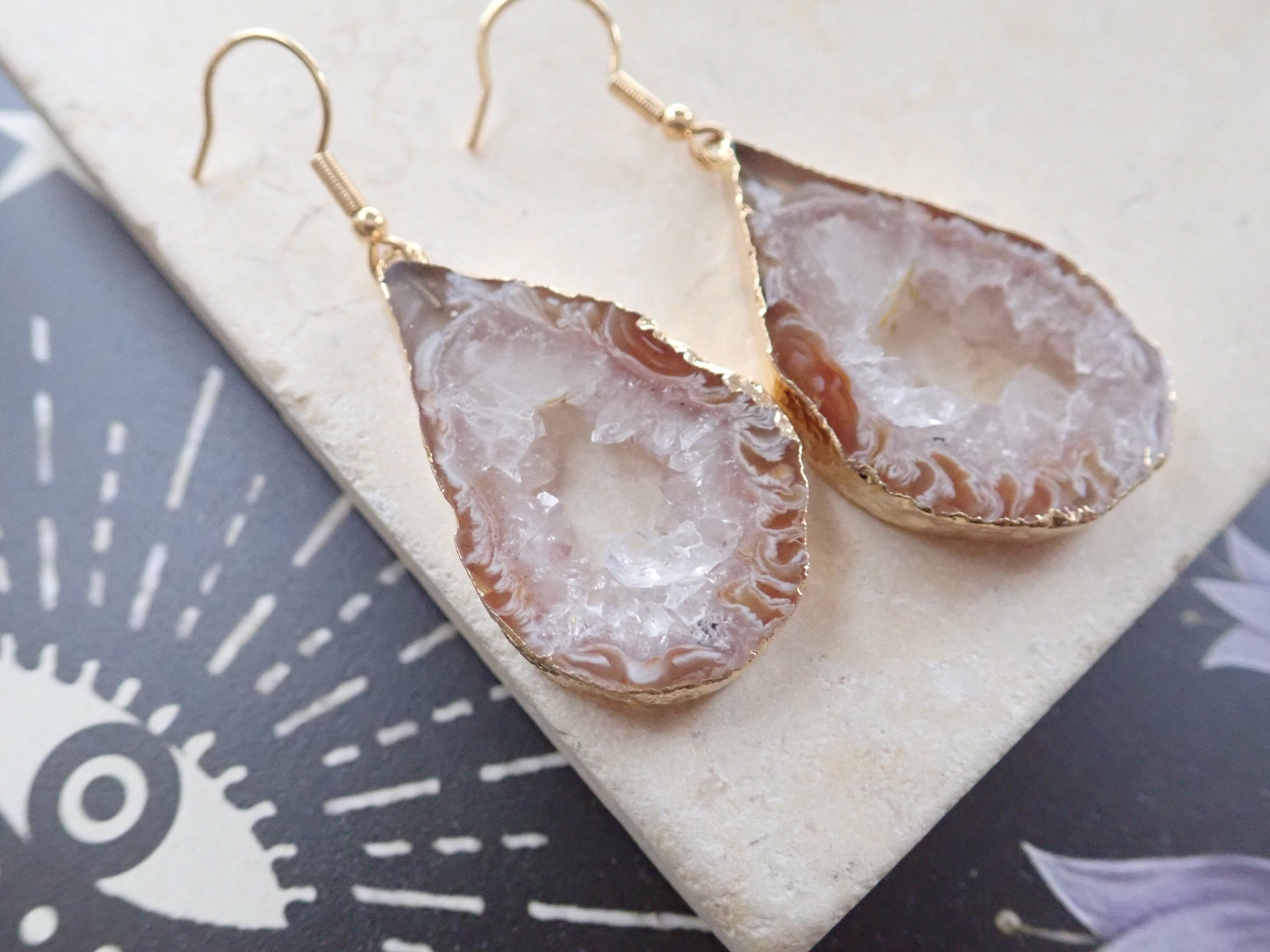 Geode slice clearance earrings