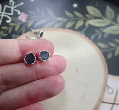 Sapphire Studs Earrings, Raw Gemstone Stud Earrings Silver, Sapphire Jewelry, Birth Month Earrings, September Birthstone Gift