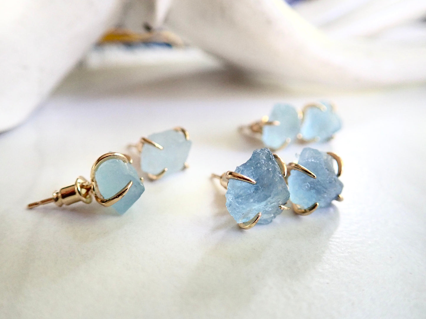 Natural Aquamarine Stud Earrings, Raw Aquamarine Post Earrings, March Birthstone Earrings, Aquamarine Jewelry, Medium Gemstone Stud Earrings