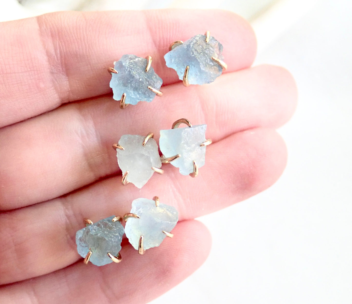 Natural Aquamarine Stud Earrings, Raw Aquamarine Post Earrings, March Birthstone Earrings, Aquamarine Jewelry, Medium Gemstone Stud Earrings