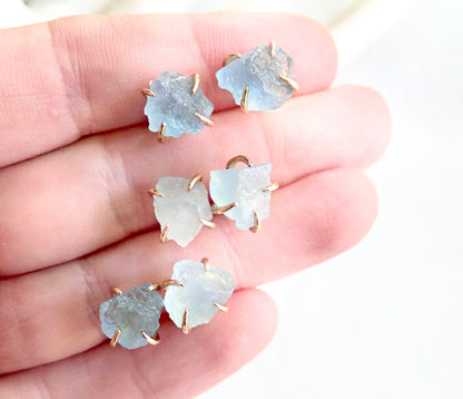 Natural Aquamarine Stud Earrings, Raw Aquamarine Post Earrings, March Birthstone Earrings, Aquamarine Jewelry, Medium Gemstone Stud Earrings