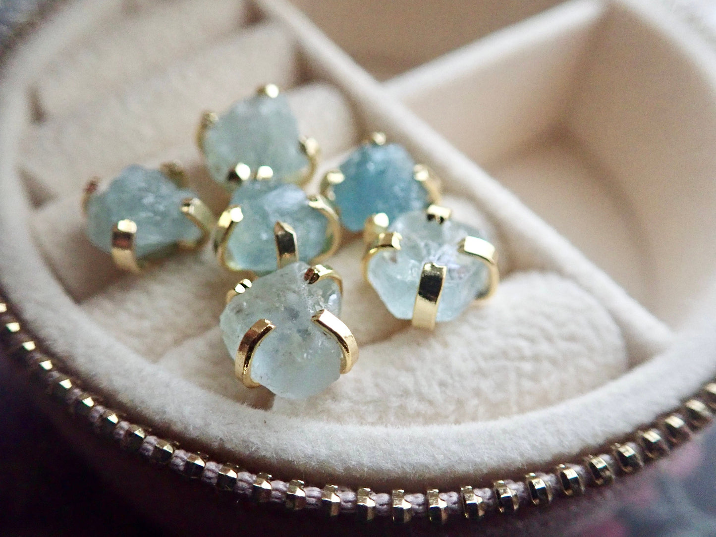 Raw Aquamarine Stud Earrings • Natural Gemstone Earrings, 14k Gold Studs, March Birthstone, Raw Crystal Jewelry, Minimalist Gift for Her