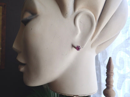 Raw Garnet Stud Earrings Gold Filled,  Garnet Jewelry, Natural Garnet Posts, January Birthstone Gift, Raw Crystal Earrings, Gemstone Prong