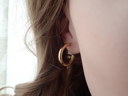 Gold Hoop Earrings Medium Large, WATERPROOF Hoops Earrings, Tube Hoop Earrings, Gold Hoop Earrings Thick, Anti Tarnish PVD, Gift for Her