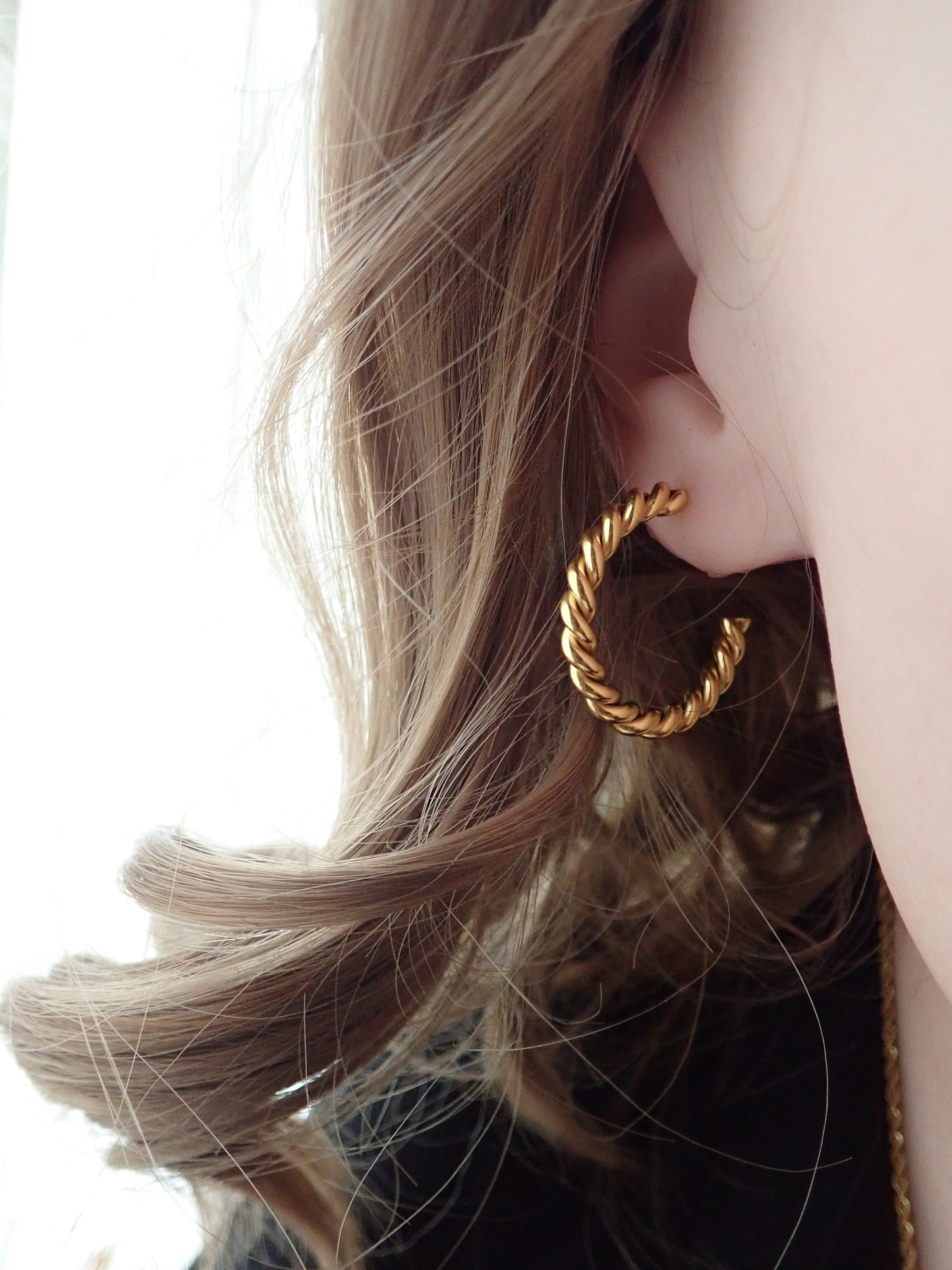 18k Gold Twisted Hoop Earrings – Tarnish Proof & Waterproof Jewelry | Gold Fill over Stainless Steel