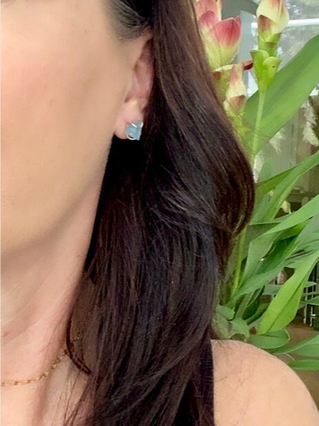 Natural Aquamarine Stud Earrings, Raw Aquamarine Post Earrings, March Birthstone Earrings, Aquamarine Jewelry, Medium Gemstone Stud Earrings