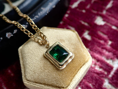Gemstone Pendant Necklace WATERPROOF Jewelry, Minimalist Gemstone Statement Necklace, Layering Crystal Necklace, Rectangle Stone Pendant