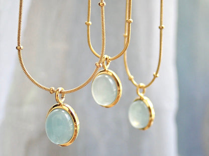 Waterproof Gemstone Necklace, Aquamarine Crystal Pendant Necklace, Aquamarine Jewelry, Birthstone Jewelry Gift for Her, Bridal Jewelry