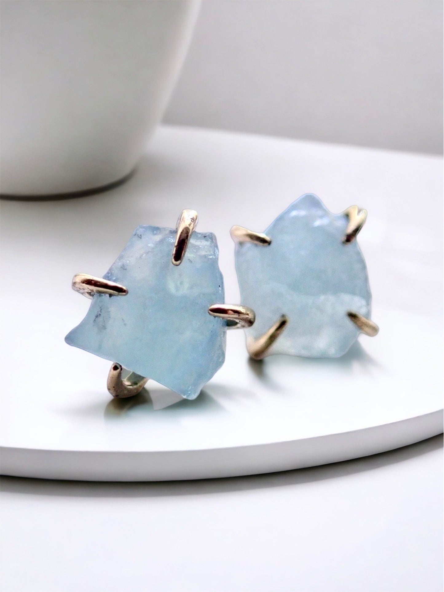 Natural Aquamarine Stud Earrings, Raw Aquamarine Post Earrings, March Birthstone Earrings, Aquamarine Jewelry, Medium Gemstone Stud Earrings