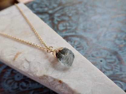 Dainty Aquamarine Pendant Necklace, Raw Crystal Charm Necklace,Natural Aquamarine Jewelry, March Birthstone Gift for Her