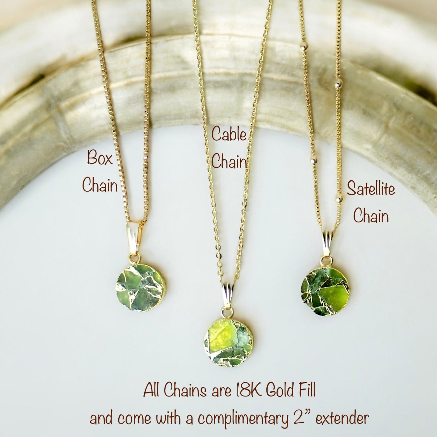 Gold Citrine & Black Jade Necklace – Mojave Gemstone Coin Necklace – Kintsugi Style Round Pendant