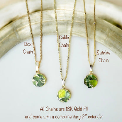 Gold Citrine & Black Jade Necklace – Mojave Gemstone Coin Necklace – Kintsugi Style Round Pendant
