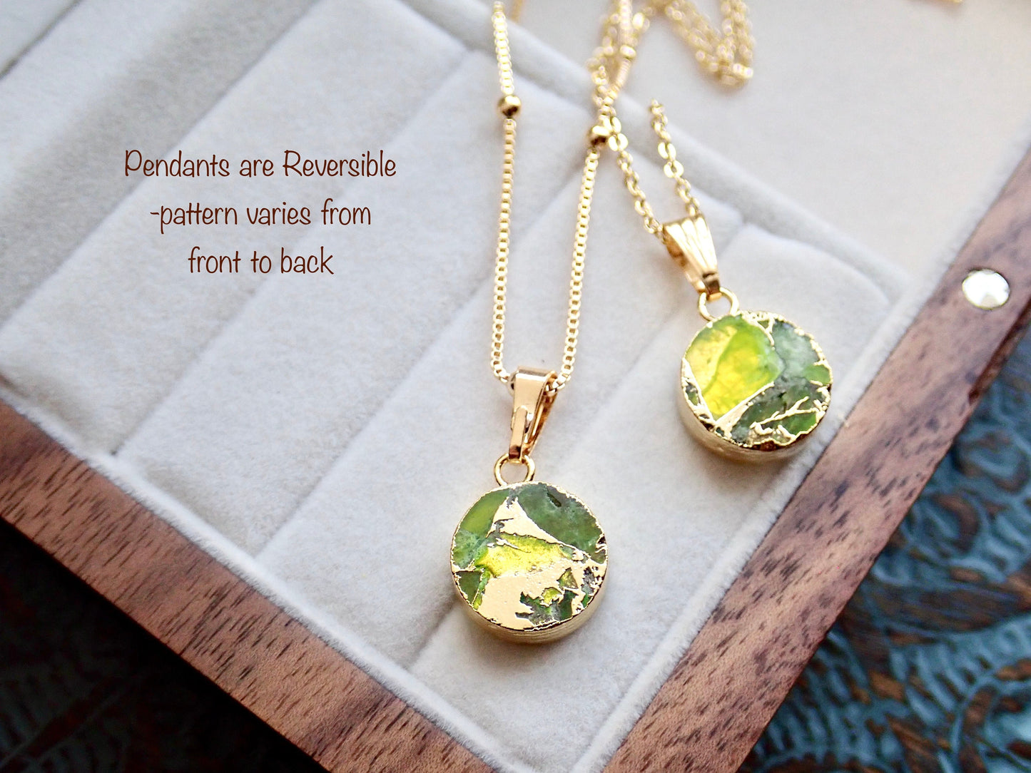 Peridot  Necklace Silver Green Coin Pendant Necklace, Mojave Gemstone Necklace, Kintsugi Crystal Jewelry, August Birthstone Gift for Her