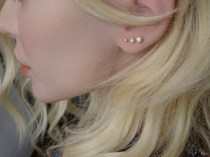 Tiny Genuine Opal Stud Earrings – Prong Set in 18k Gold Vermeil or Sterling Silver, Available in 2mm–4mm Sizes