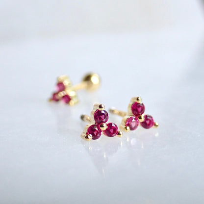 Tiny Pink Crystal Stud Earrings |Small CZ Cartilage Studs, 925 Sterling 14k Gold Everyday Second Piercing Gift for Her