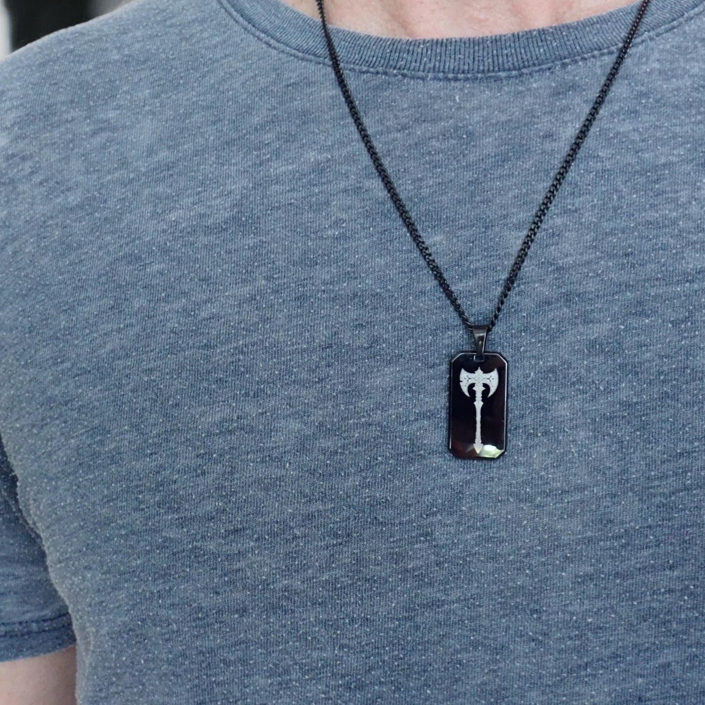 Men’s Stainless Steel Dog Tag Necklace – Skeleton Key Engraved Pendant with Cuban Chain – Gothic Steampunk Lock & Key Jewelry