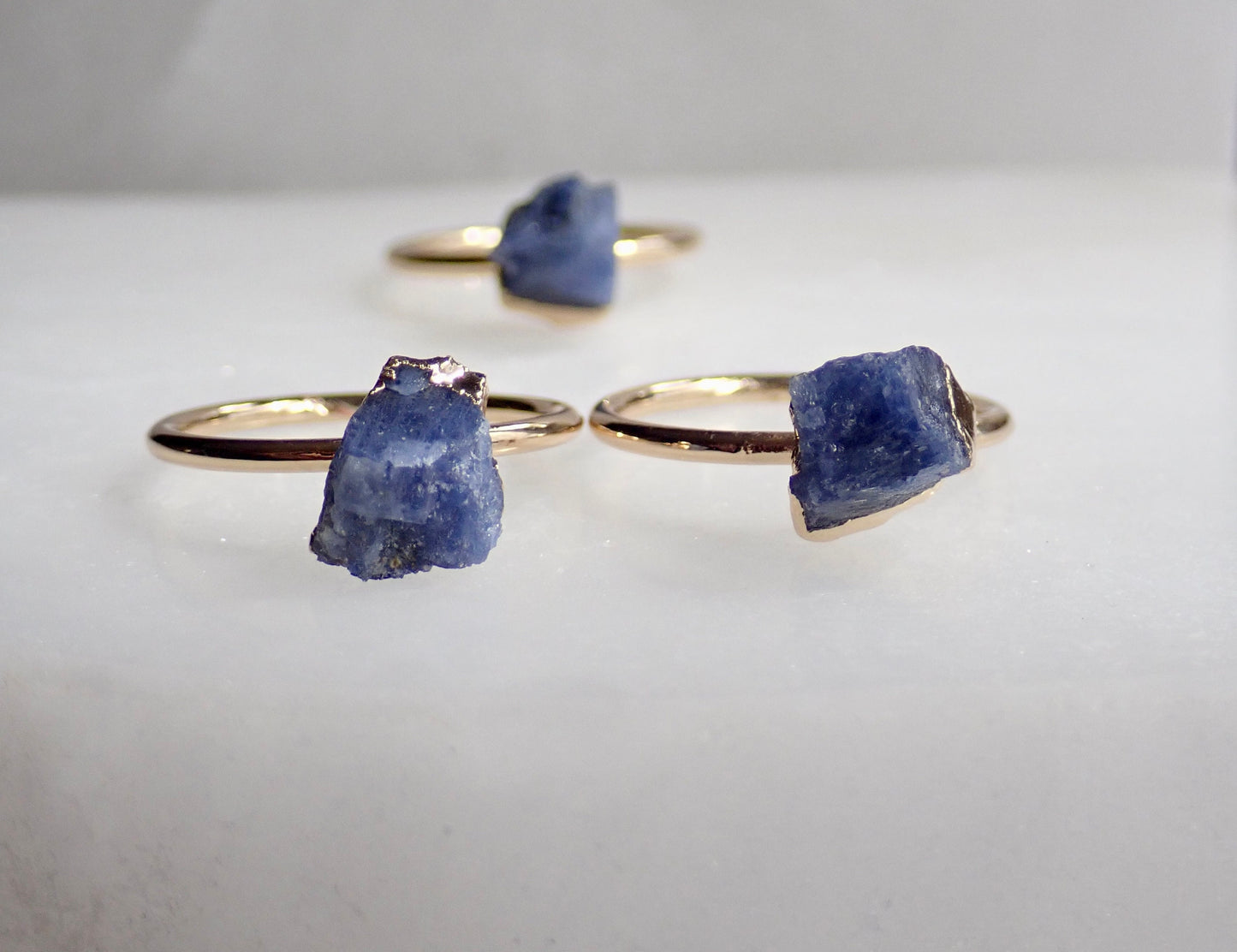 Dainty Raw Sapphire Ring, Gemstone Solitaire Stacking Ring, September Birthstone Gift, Simple Thin Delicate Ring,Sapphire Jewelry,
