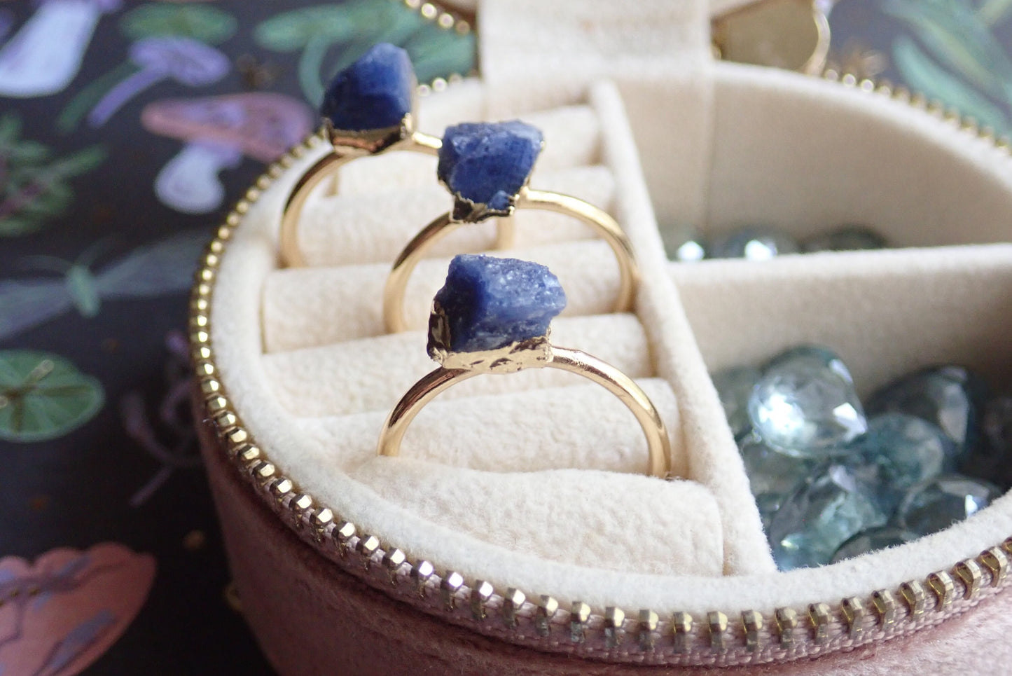 Dainty Raw Sapphire Ring, Gemstone Solitaire Stacking Ring, September Birthstone Gift, Simple Thin Delicate Ring,Sapphire Jewelry,