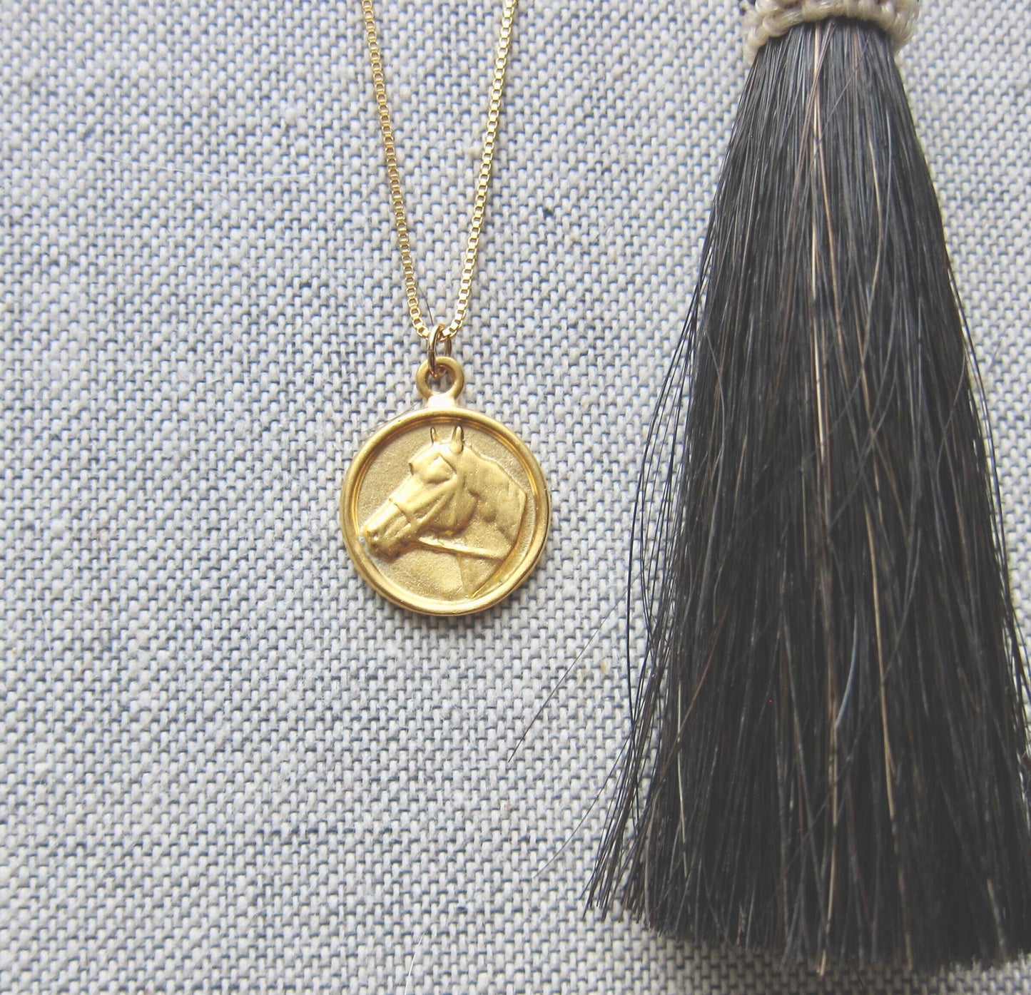 Horse Coin Necklace Gold Vermeil, Gold Coin Medallion Necklace, Horse Lover Gift, Round Animal Charm Necklace, Horse Jewelry, Gift for Her